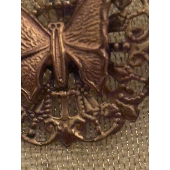 Vintage Butterfly Filigree Earrings Gold Tone Boho 70s 80s Nature Studs - Picture 7 of 8